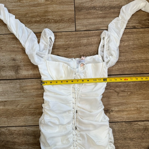 Oh Polly Fantasy Long Sleeve Ruched Sheer Dress Size 2 NWT! Lace Up Baby Doll - Picture 12 of 16